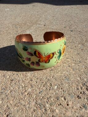 Hand-Painted Mint Green Butterfly Cuff Bracelet